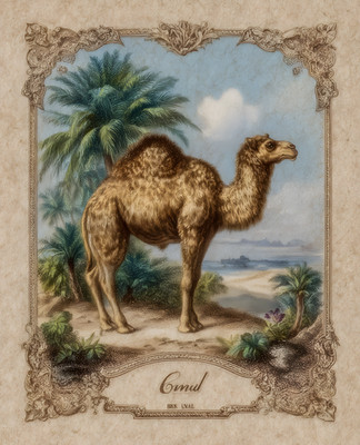 8x10 Camel Palm Landscape Art Print - 300647105