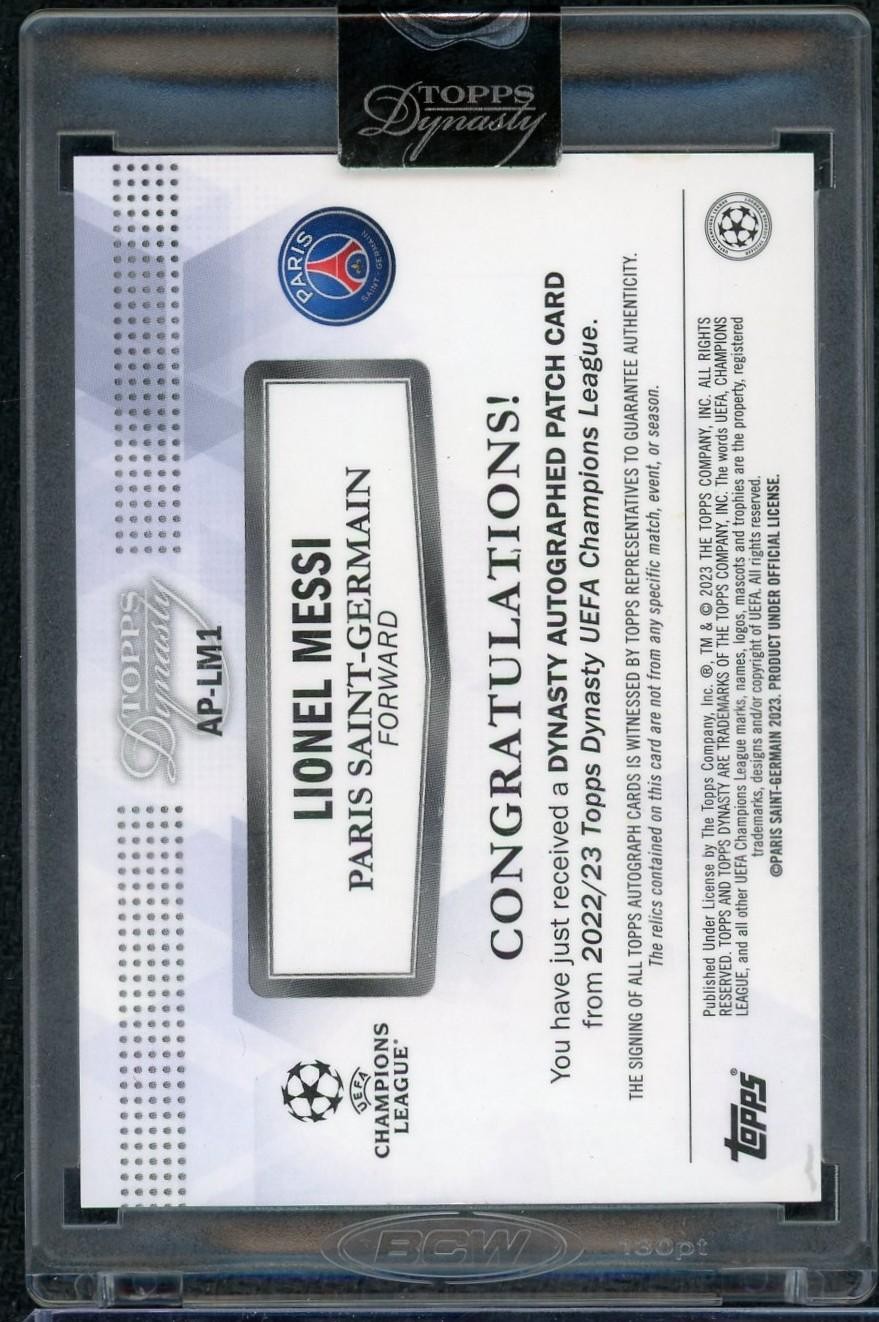 2022/23 Topps Dynasty Lionel Messi On Card Patch Auto PSG /10 view 2