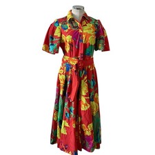 Christopher John Rogers Target Puff Sleeve Shirt Dress Multicolor Floral Size 14