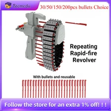 MOC Repeating Revolver Building Blocks Model Rapid-fire Launcher with Bullet Toy