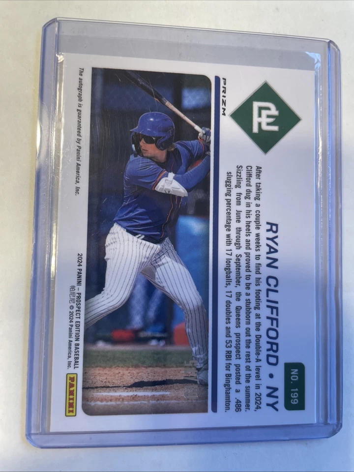 2024 Panini Prospect Edition - Ryan Clifford Blue Wave Prism (RC) Auto 61/75 - Image 2 of 2