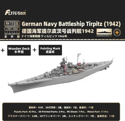 Flyhawk FH1133S 1/700 Navy Battleship Tirpitz(1942)&Wooden Deck+Painting Mask