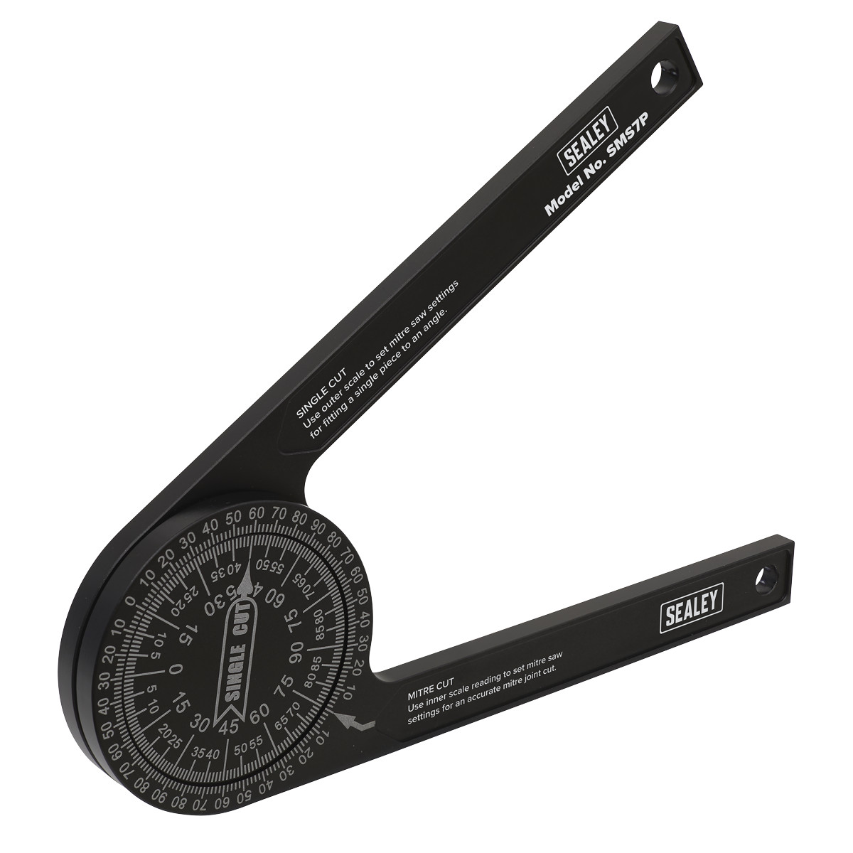 Sealey Aluminium Mitre Saw Protractor With Circular Body 185mm Black SMS7P
