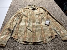 Howler Bros Harker's Flannel Size M Conor Plaid Forage Metal Buttons Brown Men's