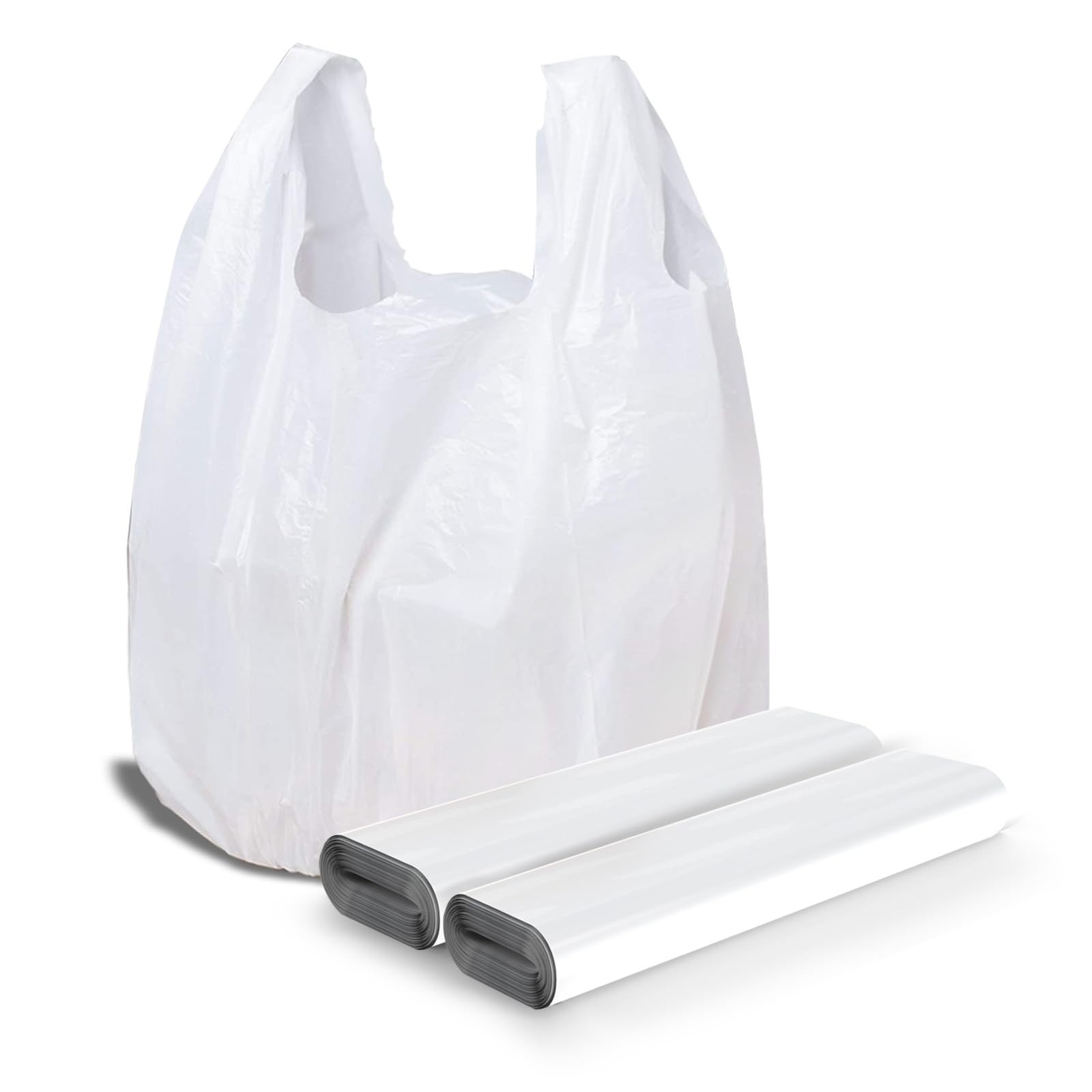 LimonLaviu Plastic Bags with Handles 100 Pack Heavy Duty 25 Micron Bulk