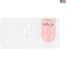 Gelly Tips: 500 Soft Gel Nail Extensions - 10 Sizes in Sculpted Coffin Long, Sky