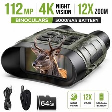 Night Vision Goggles 4K Infrared Digital Binoculars 12X Zoom Camping  Security