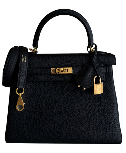 Hermes Kelly 25 Black Noir Togo Leather Gold Hardware RARE