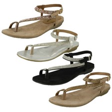 Ladies Leather Collection Toe Loop Sandals With Y Strap