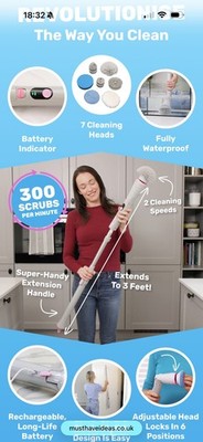 MUST HAVE IDEAS EASY CLEAN MAX KABELLOSES SCHEUERSYSTEM-SET 7 KÖPFE 7 in 1 NEU IN VERPACKUNG