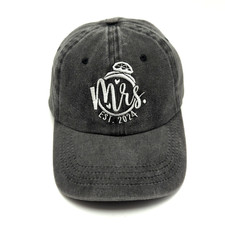 "Mrs" established 2024 hat bridal wedding gray adjustable cotton cap