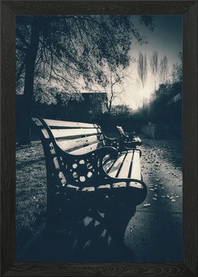 Leere Bank im Park gerahmtes Wandbild Poster Leinwanddruck Bild