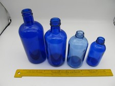 Round Cobalt Blue bottle lot of 4 1 Larvex others unmarked GJ