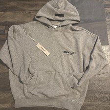 Essentials Fear of God Gray Logo Pullover Hoo...