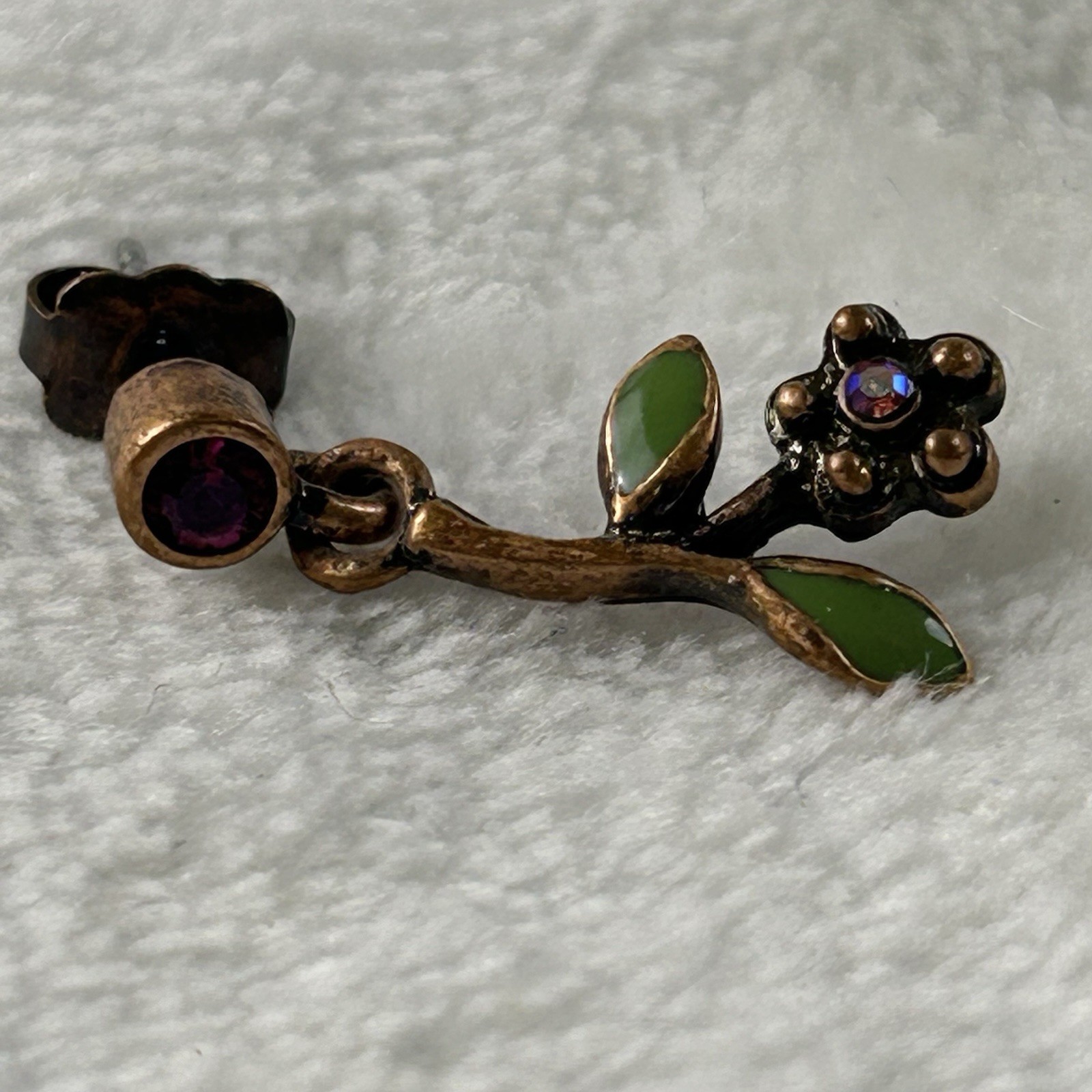 Avon Dangle Flower Ruby Red Leaf Pierced Earrings… - image 3