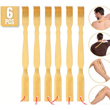 6 Pack Natural Bamboo Back Scratcher Long Reach Pick Itch Relief Tool Portable
