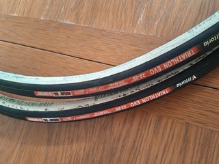 2 X USED Vittoria Triathlon EVO II Tubular Tyre 22mm for 28in/700c Rim