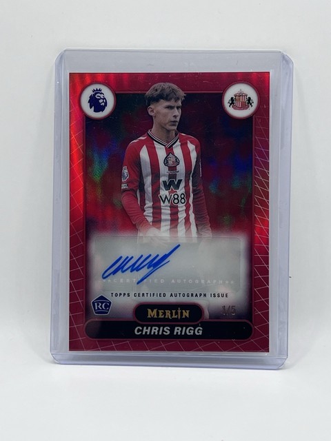 2026 Topps Merlin Premier League Chris Rigg RC Auto Red /5