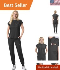 Scrubs Set for Women Medical Uniform Nurse Suit, Anti-Wrinkle Scrub Top Jogge...