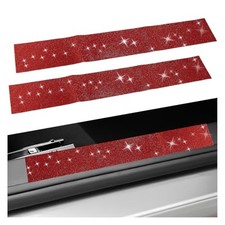 2PCS Car Door Edge Entry Guard, Bling Rhinestone Anti-Collision Adhesive Red