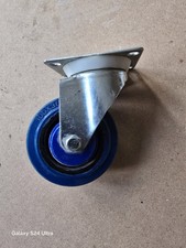 Image of Sealey Heavy-Duty Blue Elastic Rubber Swivel Castor Wheel With Total Lock Ø100mm