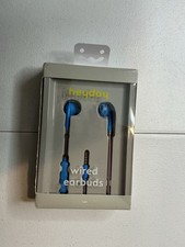 Heyday Wired Earbuds Bright Blue In-Ear Built-In Microphone mouse and 2 earbuds.