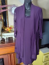 R&M Richards Womens 2-pc Purple Sequins Party Wedding Evening Dress Size 6 A7