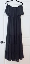 Venus Off-Shoulder Tiered Maxi Dress Black Size 6 NWOT