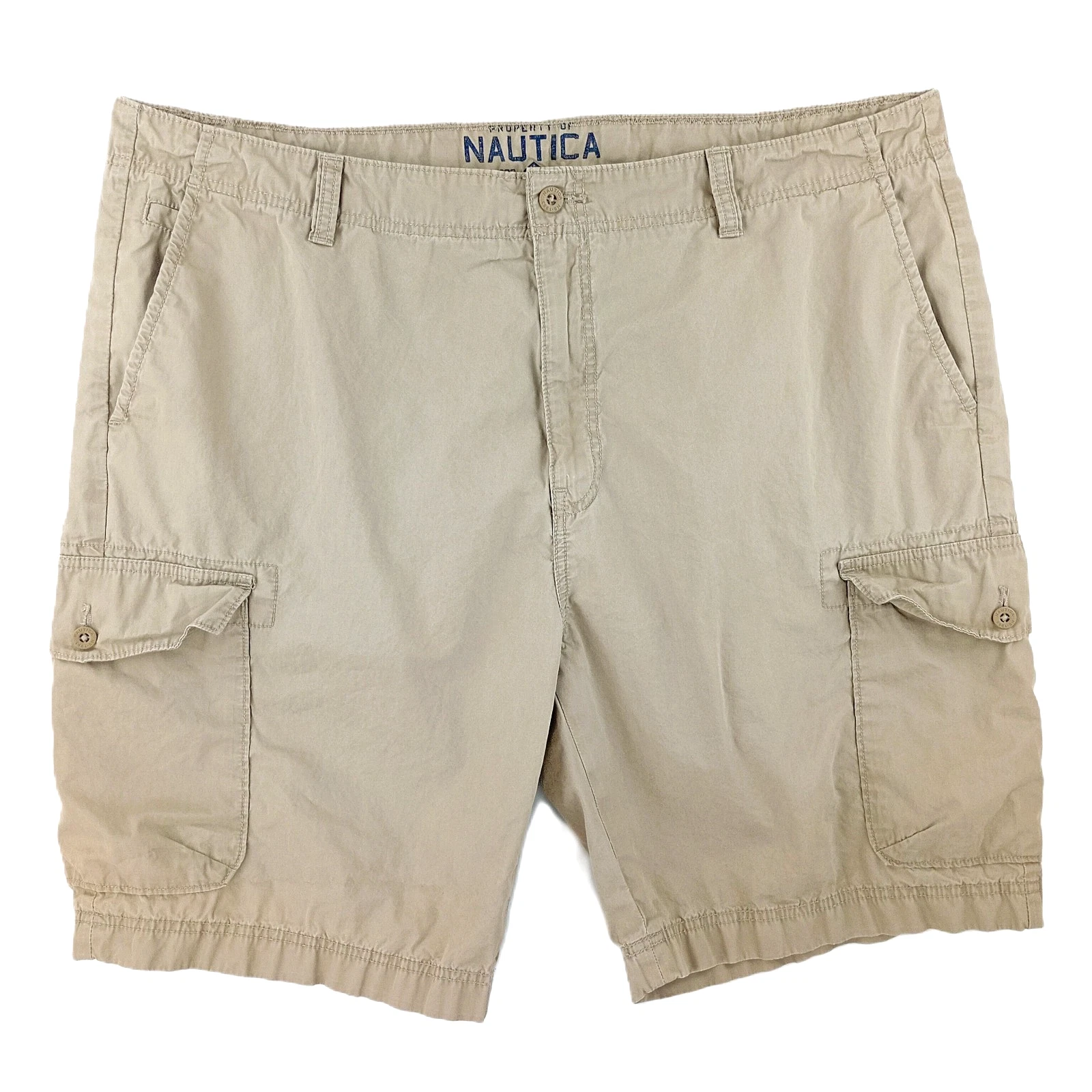 Nautica Men's Cargo Shorts Size 42 Khaki Tan 100% Cotton Multi-Pocket Outdoor