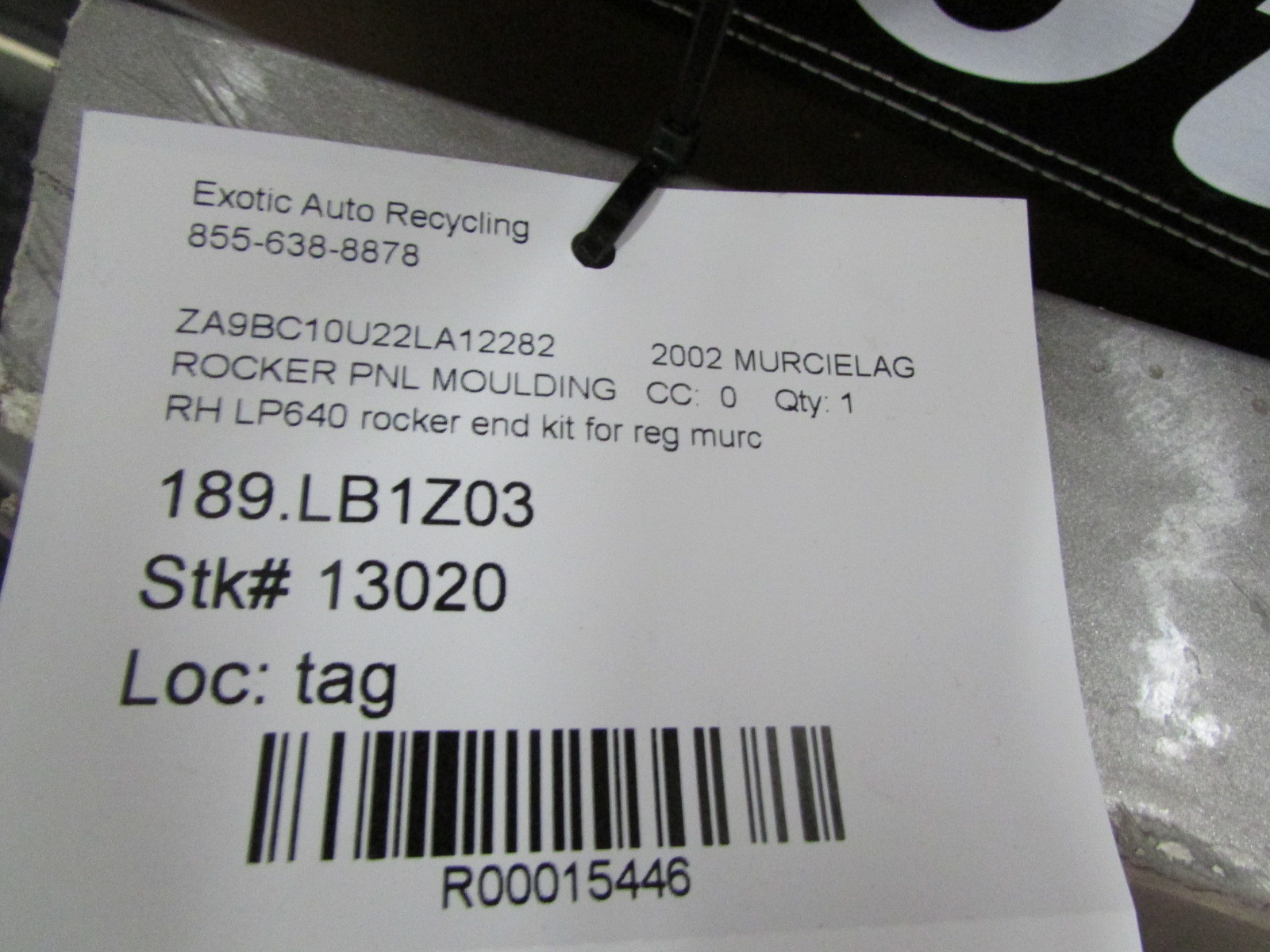 Lamborghini Murcielago, RH, LP640 Rocker End Kit, Damaged, Used