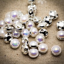10 X 8 MM PERLE AB ACRYL HARZ AUFN&Auml;HEN SILBER PERLEN ZUM SELBERMACHEN BASTELN HOCHZEIT APPLIKATION