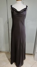 Calvin Klein Satin Sleeveless Long Slip Dress, Gray Size 10