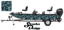 Black Teal Blue Chameleon Camo Boat Wrap Vinyl Graphic Decal Fish Bass Fishing