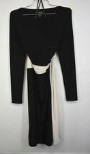 Lauren By Ralph Lauren Dress Women Black Long Sleeve Bateau Neck Bodycon Dress 8