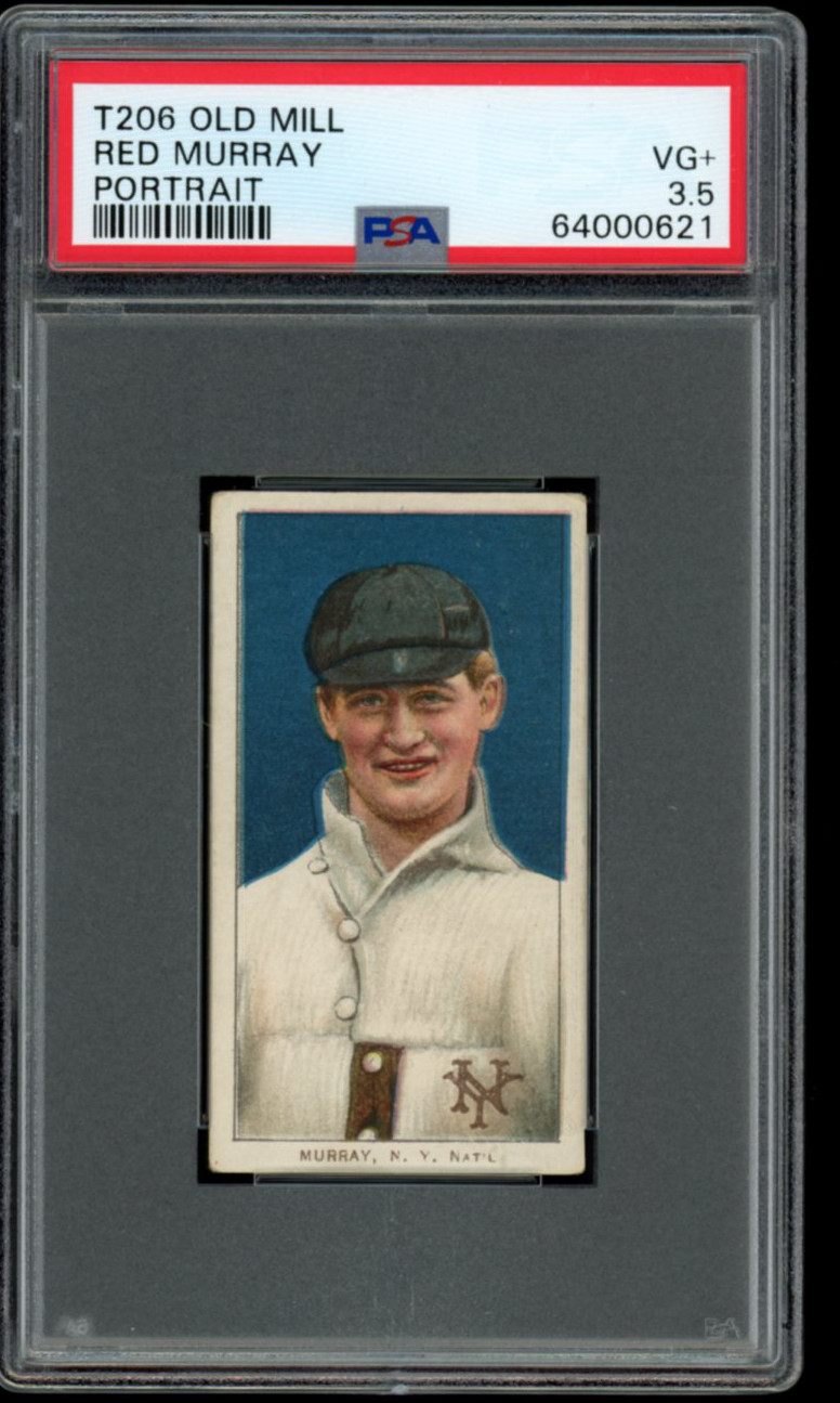 1911 T206 White Border OLD MILL LOW POP OM Red Murray (Portrait) PSA 3.5 VG+