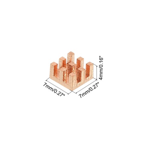 Cuivre Radiateur 7x7x4mm avec Auto Adhésif pour IC Chipset Refroidisseur Set 5 - Photo 2/6