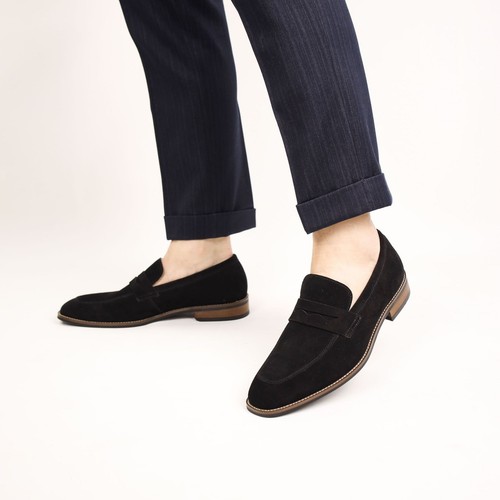 Korean Style Mens Slip On Loafers Real Suede Leather Flats Casual Business Shoes - Picture 24 of 27
