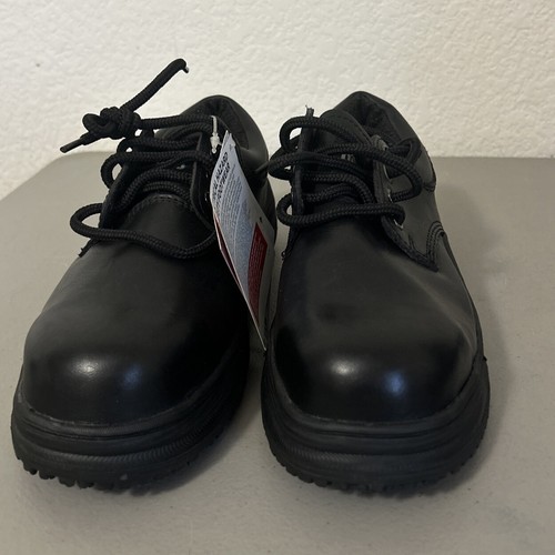 Slip Grips Women's 7M Steel Toe NEW Slip Resistant Total Work Shoes, Leather Blk