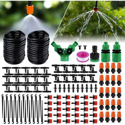 Système d'irrigation automatique 30m avec kit goutte-à-goutte réglable pour potager