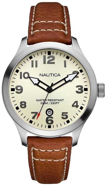 Nautica Leather Sport Wristwatches