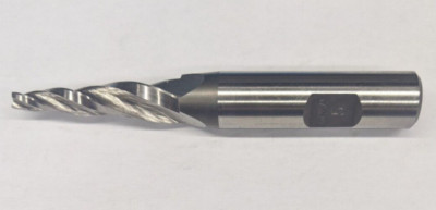 Conical Tapered End Mill 5/32'' Tip x 0.4187'' Large End 5° HSS 3 Flute E-256 USA