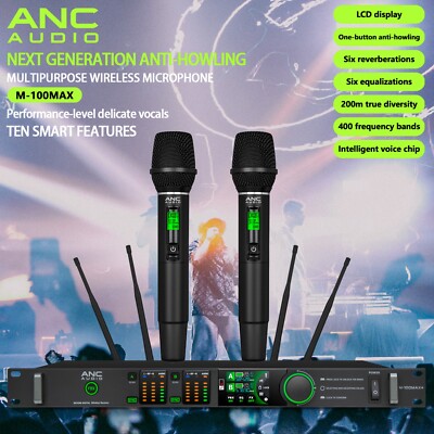 ANC Wireless dual-handheld true diversity microphone system/TFT color display