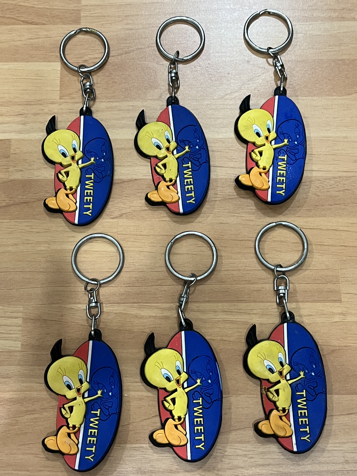 1990s Vintage Tweety Bird Looney Tunes Rubber Keychain Warner Bros Collectible