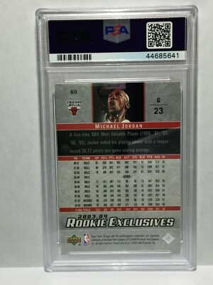 2003 ud マイケルジョーダン PSA10 PSA 10 GEM MINT 2003 Upper Deck Rookie Exclusives #60