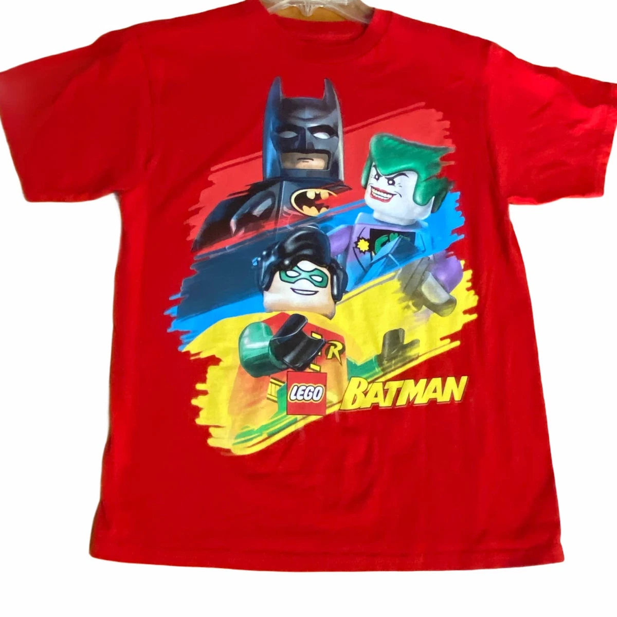 Lego Batman T Shirt Youth Size Large Red Short Sleeve Cotton eBay