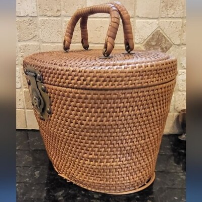 Vintage Basket Bucket Purse. Asian basket with Koi Fish Clasp | eBay