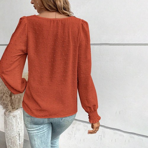 Womens Round Neck Long Sleeve Plain T-Shirt Tops Ladies Casual Pullover Blouse - Picture 15 of 25