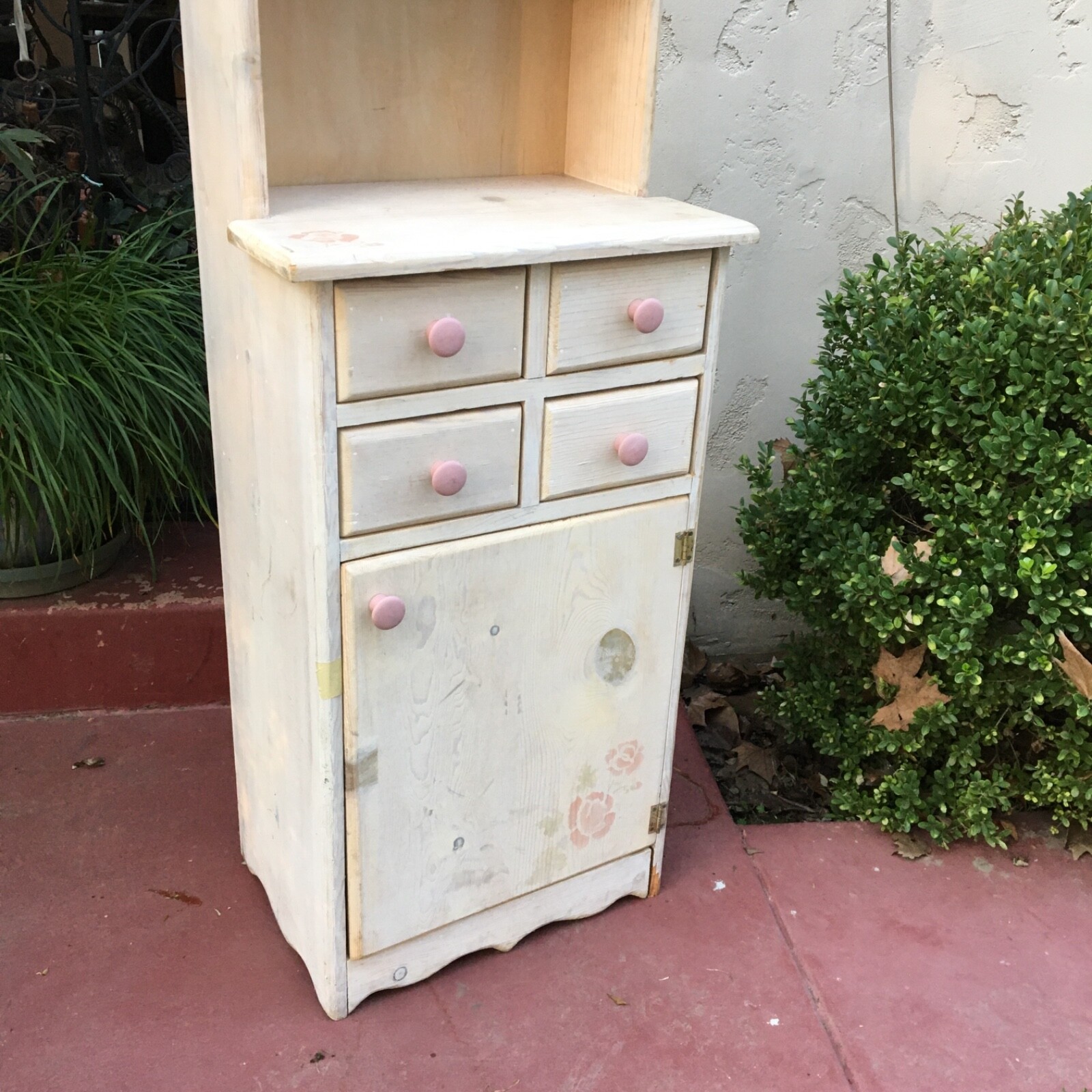 Skinny Hutch Cabinet Slender Narrow Slim~Wood~Pantry Pie Storage Linen ...