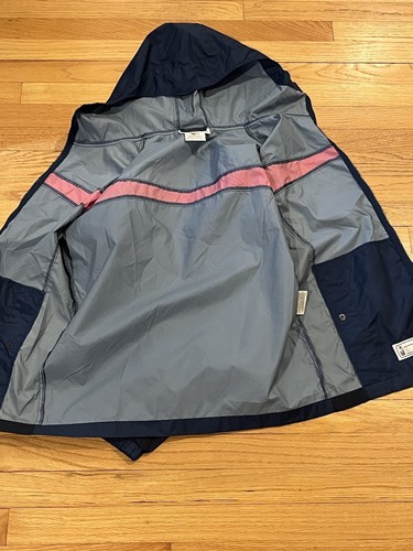 Columbia Youth Size 14-16 Hooded Wind Breaker Jacket Full Zip Blue Red - Picture 11 of 13