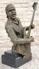 Art Deco Black Musician Music Guitar Player Trophy Bronze Sculpture Figurine NR